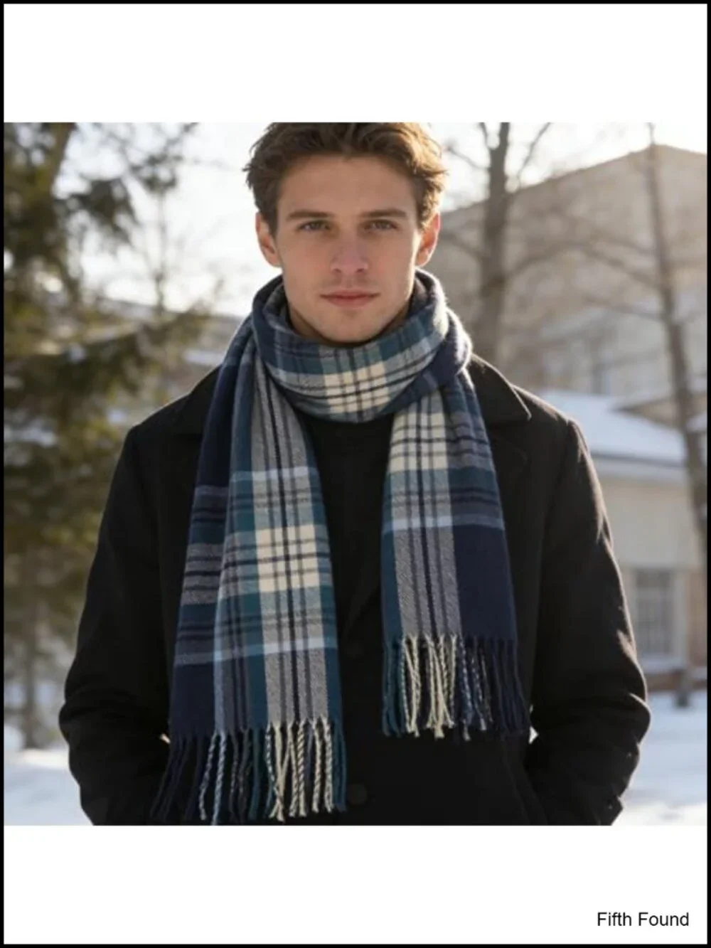 Oversized Plaid Winter Scarf Soft Warm Wrap Shawl 78.7x14.57